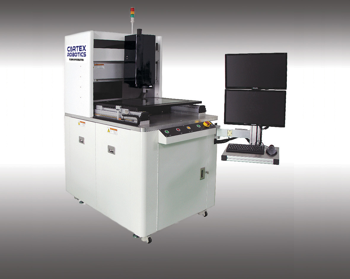 CORTEX Robotics automated optical inspection machine with dual operator monitors