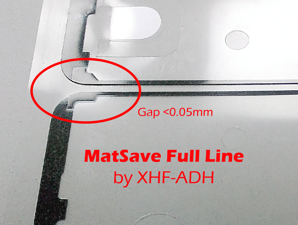 Close-up of a die-cut frame part showing a joint gap of less than 0.05mm